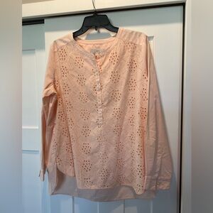 Loft size M pink/peach eyelet front top - like new condition